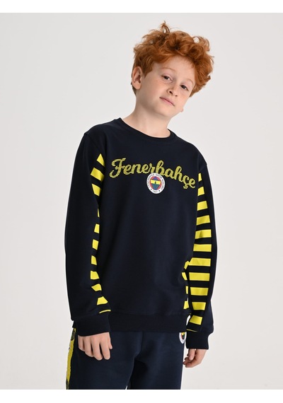 Fenerbahçe Lacivert Tribün Çubuklu Detaylı Çocuk Sweatshirt Fb Laci Yeni