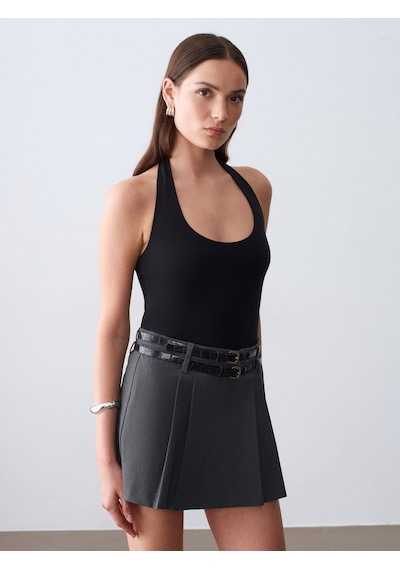Dilvin 32726 Halter Yaka Top-siyah