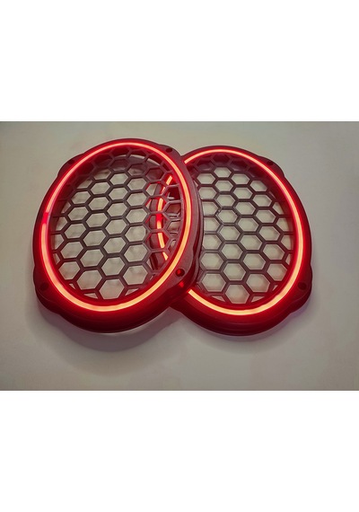 Hoparlör Kapağı Oval 20 Cm Ledli 2'li Takım - Kırmızı
