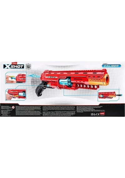 X Shot X-shot Excel Caliber S1 6 Atışlı Döner Namlulu Oyuncak Tabanca Nerf, Oyuncak Tabanca Kırmızı