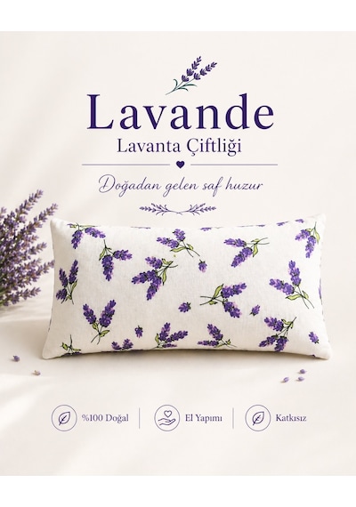 Lavande Çiftlik Lavanta Dolgulu Göz Yastığı Lavanta Desenli