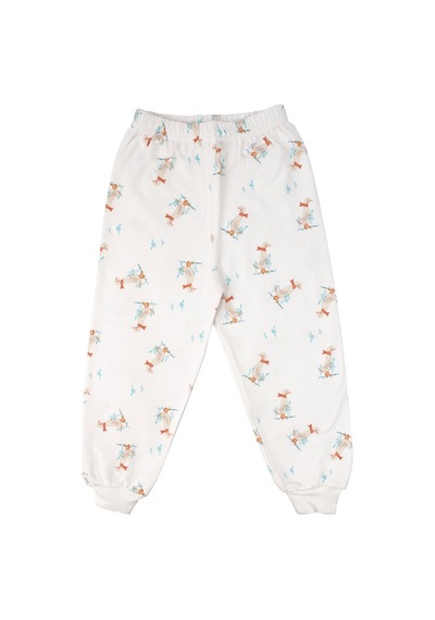 Bebegen Unisex Ekru Ördek Desenli Çıtçıtlı Pijama Takımı Çok Renkli