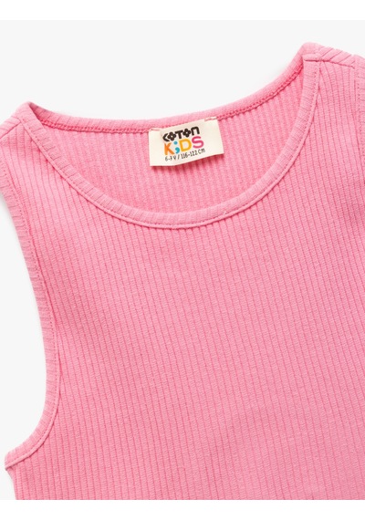 Koton Pamuklu Arkası Pencere Detaylı Kaşkorse Basic Crop Atlet Pembe 5skg30003ak Gül
