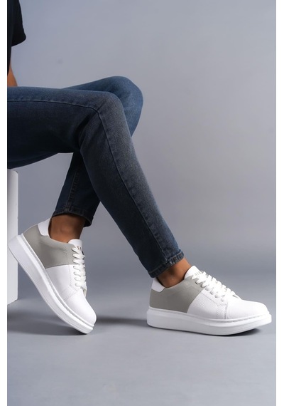 Aymood Slw151 Boost Bağcıklı Cilt Süet Erkek Günlük Sneaker Ayakkabı Csbt - Beyaz/gri