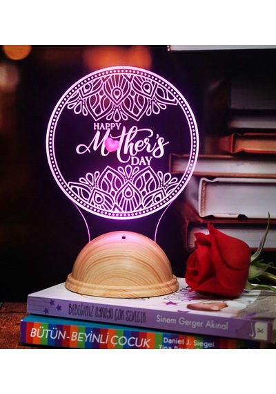 Happy Mother's Day İşlemeli Anneler Günü Hediyesi Led Gece Lamba