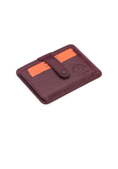 West Polo Hakiki Deri Patlı Bol Kartlıklı Kağıt Para Bölmeli Unisex Kartlık Tr115 Bordo