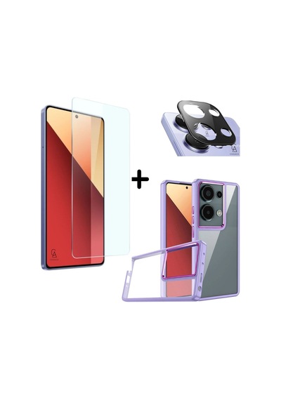 Xiaomi Redmi Note 13 Pro 4g Uyumlu Pastel Renk Telefon Kılıfı Temperli Cam Ekran Ve Kamera Koruyucu