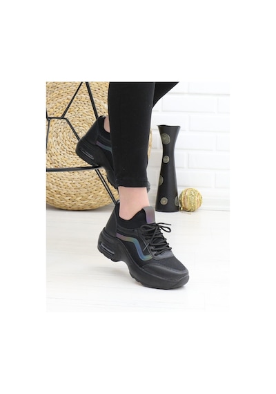 Nesil Shoes Flet 121 Siyah Air Taban Kadın Sneakers-siyah Siyah