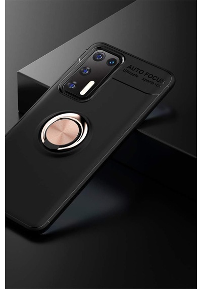 Newface Huawei P40 Kılıf Range Yüzüklü Silikon - Siyah-gold Siyah-gold