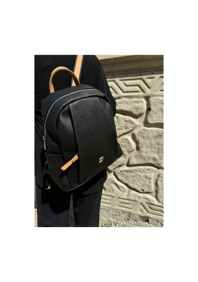 Just Polo Kadın Siyah Camel 9 Gözlü Büyük Boy Sırt Çantası
