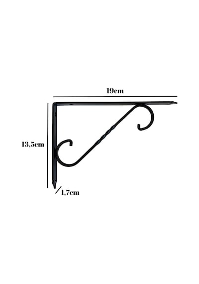 Raf Altı Ferforje Demir Tutucu L Raf Demiri Duvar Sabitleyici Metal Siyah 2 Adet 19cm X 13.5cm Siyah