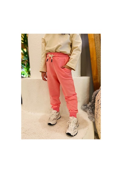 Heyadventure Kız Çocuk Jogger Eşofman Altı Cepli Paçası Kaşkorseli Pembe Pembe