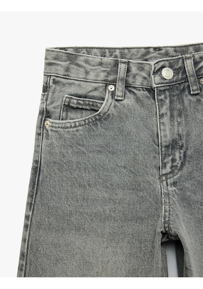Koton Pamuklu Loose Fit Denim Pantolon Gri 7wkg40025ad