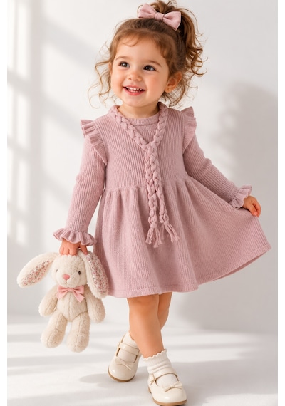 Babyhola %100 Organik Triko Kız Bebek Çocuk Kemerli Elbise 32125 Pudra Babyhola %100 Organik Triko Kız Bebek Çocuk Kemerli Elbise 32125 Pudra