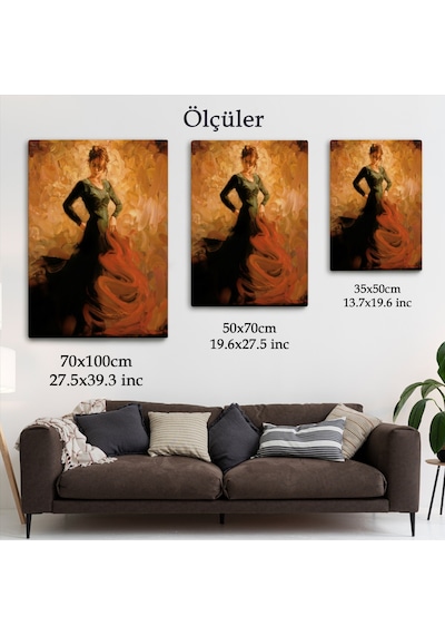 Flamenko Dansçısı Kadın Dekoratif Duvar Tablosu-6425 70 X 100