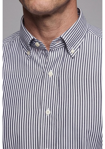 Bisse Siyah Regular Fit Pamuk Cepsiz Yaşa Yaka Uzun Gömlek Gmczg261088 D99