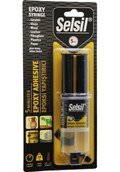 Selsil Epoxy Syrınge Adhesive Şırınga Epoksi Yapıştırıcı 28gr. Alüminyum - Cam - Porselen - Seramik