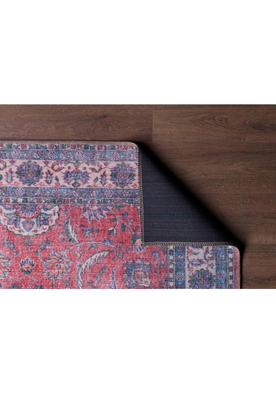 Solgun Kırmızı Ve Krem Eskitme Desenli Vintage Halı - Al84ou Bordo