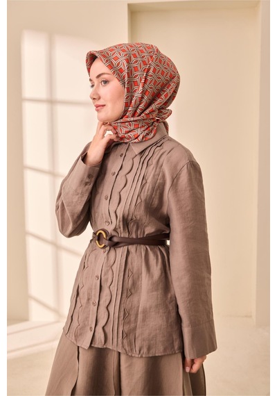 Silk Home Twill İpek Eşarp 11479-21 Parlak Turuncu, Vizon