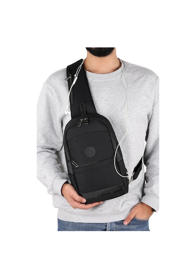 Strong Kulaklık Çıkışlı Tek Kol Göğüs Ve Sırt Çantası ,çapraz Çanta Body Bag Tk01 Siyah