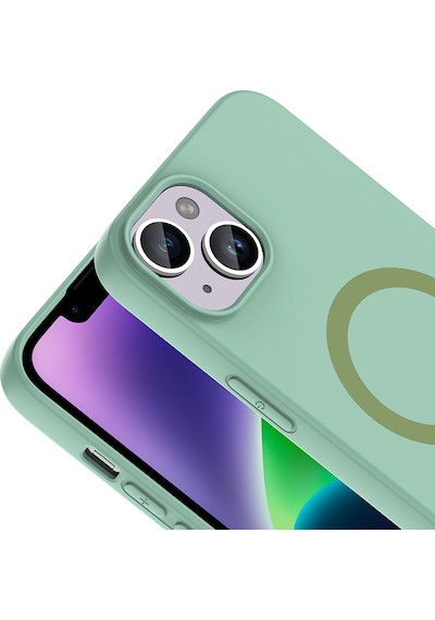 Maks Technology iPhone Uyumlu 13 Kılıf M-safe Şarj Özellikli Mkst Aris Silikon Kapak - Turkuaz