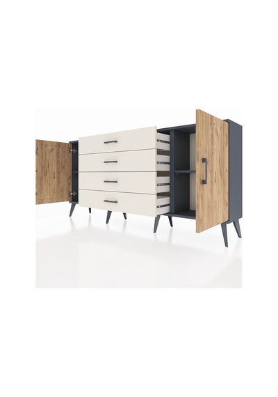 Arges Konsol 2 Raflı 4 Çekmeceli 2 Kapaklı 176x30x83 Antrasit-çam/aytaşı Çam/aytaşı Arges Konsol 2 Raflı 4 Çekmeceli 2 Kapaklı 176x30x83 Antrasit-çam/aytaşı Çam/aytaşı