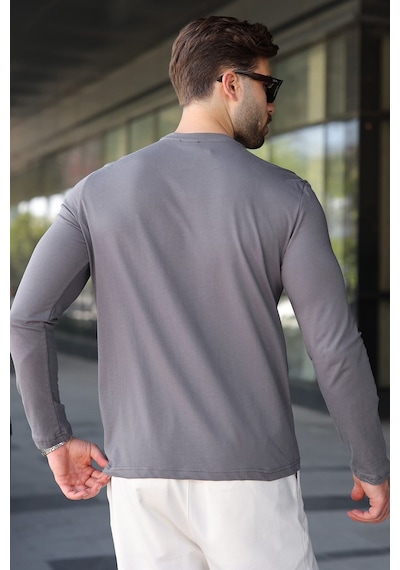 Madmext Füme Pamuklu Slim Fit Erkek Tişört E7187