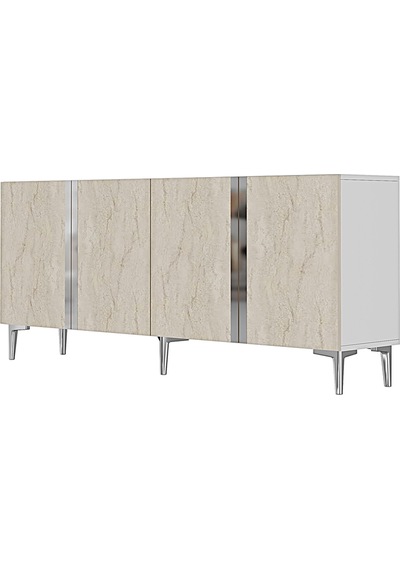 Ka1898bts Anka Konsol Ve Tv Sehpası Beyaz-traverten-silver 180cm