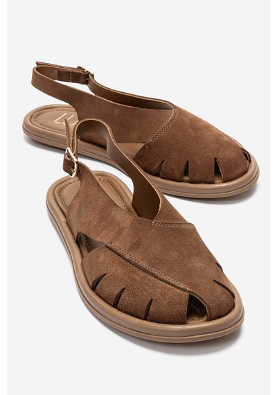 Luvishoes Belas Taba Süet Hakiki Deri Kadın Sandalet