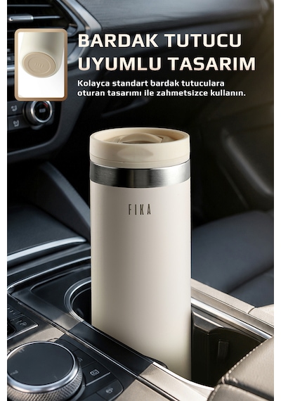 Neoflam Fika Tauko Sızdırmaz Kolay Sökülebilir Temizlenebilir Patentli Kapak Çelik Bardak Termos 470 Ml Bej