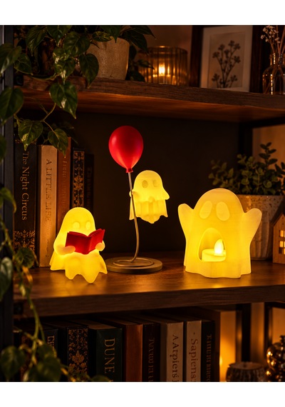 Fosforlu Hayalet Figür Seti 3 Lü Led Mum Dahil 74 74 174 Mm