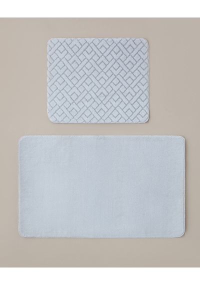 Gridline Kaydırmaz Taban Banyo Paspası Seti 60x100 Cm + 50x60 Cm Gri