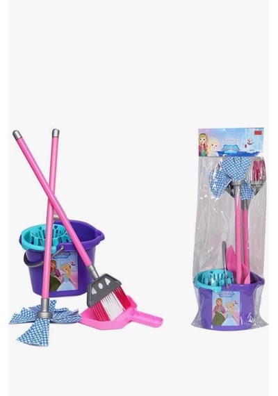 Buzlar Ülkesi Temizlik Vakti Plastik 4 Parçalı 51cm Viladalı Süpürge Ve Kürekli Temizlik Oyun Seti 1