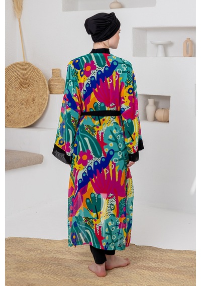 Adasea Uv Korumalı Mayo Üzerine Tek Pareo Kimono 1709 Mint Mint Yeşili