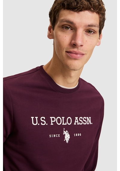 U.S. Polo Assn. Erkek Bordo Bisiklet Yaka Regular Fit Basic Sweatshirt 50333273-vr180 Dark Plum