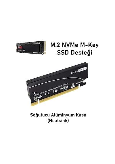 JEYI Coldswift M.2 NVMe to PCIe 3.0 X16 Soğutuculu Adaptör