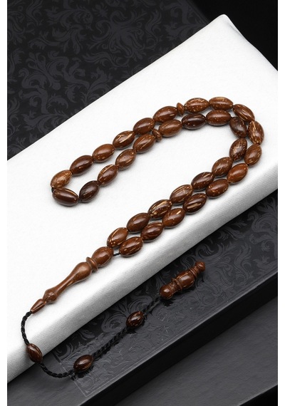 Sırçalı Kuka Ağacı Tesbih 6 X 10 Mm Beyzi Kesim - T-1829