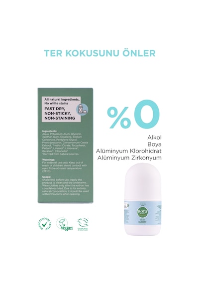 Roys Beauty Erkek Doğal Roll-On Deodorant 50 ML
