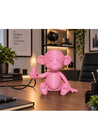 3dlab Moko 3d Baskı Maymun Figürlü Masa Lambası Pembe
