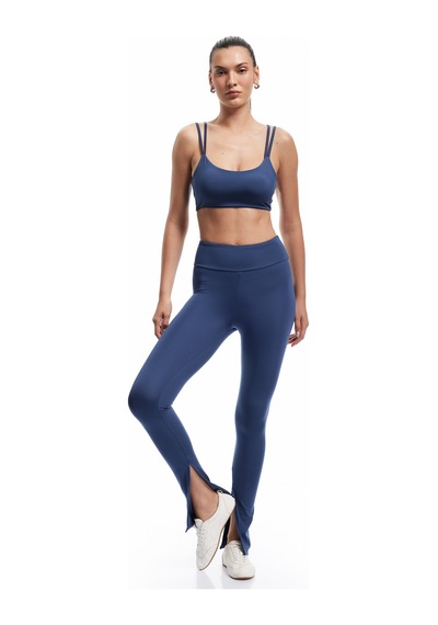 Koton Yüksek Bel Slim Fit İnterlok Spor Tayt Mavi 5sak40303nk Mavi