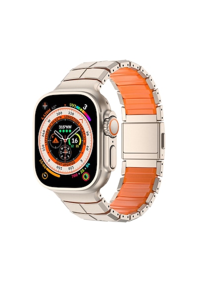 Watch 44mm Uyumlu Mohseven İwatch Titancore No.1 Metal Kordon Titanyum - Turuncu