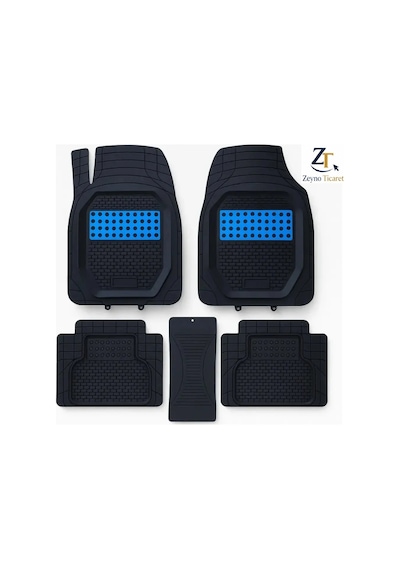 Renault Kango Combi 2003 Uyumlu 3 Cm Havuzlu 5 Parça 3d Universal Oto Paspas Siyah-mavi