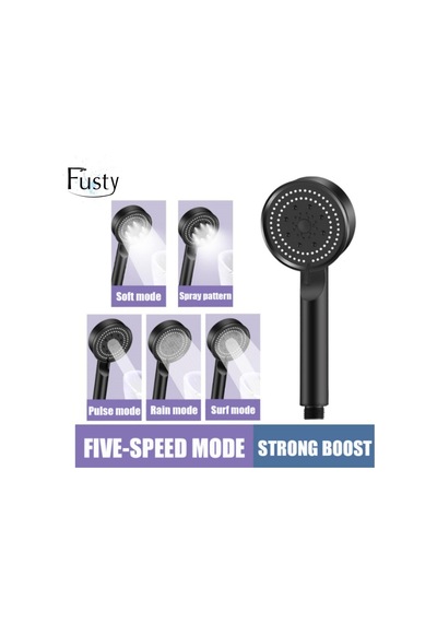 Glee Turbo Series 5 Fonksiyonlu Duş Başlığı - Yüksek Basınçlı Kaliteli El Duşu 3 Renk Seçeneği Siyah Genel