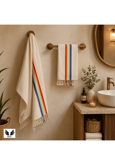 Pega Rainbow Peşkir 45x90 Cm %100 Koton Gökkuşağı El/baş Havlusu Gökkuşağı