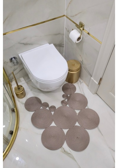 El Yapımı Bohem Jüt, Hasır, Paspas, Banyo Paspası, Klozet Önü Paspası, Klozet Paspas, Çift Taraflı Vizon