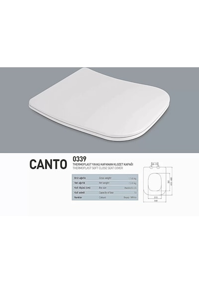 Nkp Canto Thermoplast Yavaş Kapanan Klozet Kapağı - Nkp0339
