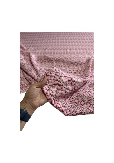 Viskon Keten Kumaş 150 Cm En Yazlık Hafif Elbise Gömlek Tunik Kumaş Visketen-200 Pembe Desenli