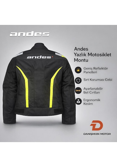 Andes Tech-touring Yazlık Fileli Motosiklet Montu Siyah/fosforlu Sarı