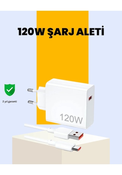 120 Watt Type C Hızlı Şarj Cihazı Reno 4 5 6 Uyumlu Beyaz