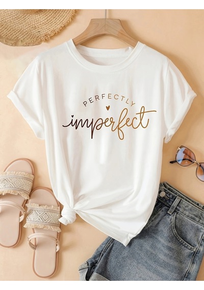 Uyguntarz Unisex Inperfect Baskılı Tasarım Tshirt Beyaz
